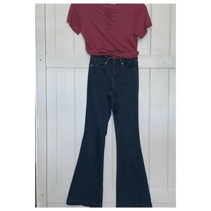 Scoop- Medium Wash, High Rise Flare Jeans- Size 0- NWT